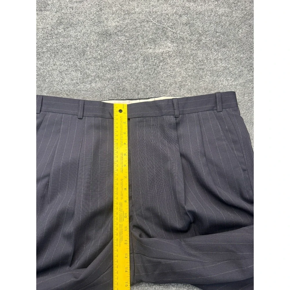 Unbranded Mens Suit 42R 38x31 Navy Pinstripe 3 Button Pleated Trousers Career